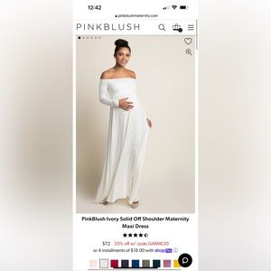 PinkBlush Ivory Solid Off Shoulder Maternity Maxi Dress, Small